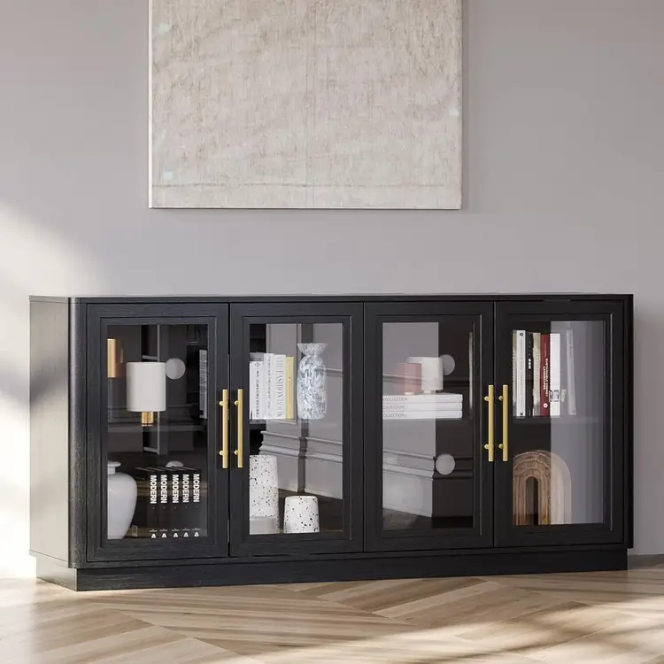 newownds sideboard buffet table with 4 glass doors 750x750
